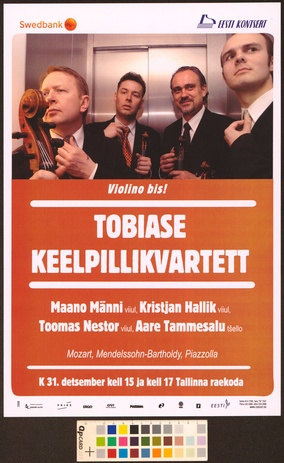 Tobiase keelpillikvartett : Maano Männi, Kristjan Hallik, Toomas Nestor, Aare Tammesalu
