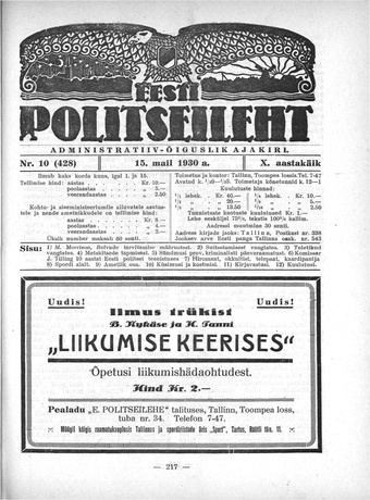Eesti Politseileht ; 10 1930