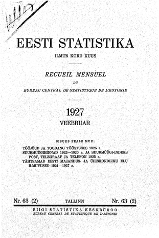 Eesti Statistika : kuukiri ; 63 (2) 1927-02