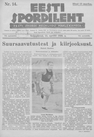 Eesti Spordileht ; 14 1926-04-15