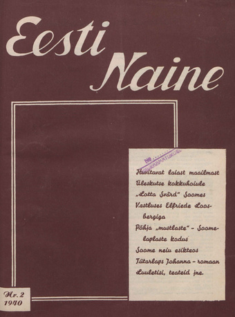 Eesti Naine : naiste ja kodude ajakiri ; 2 1940-02-01