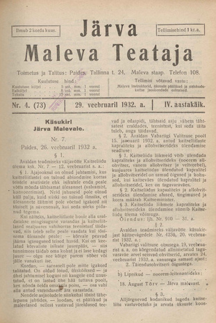 Järva Maleva Teataja ; 4 (73) 1932-02-29
