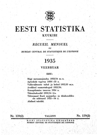 Eesti Statistika : kuukiri ; 159 (2) 1935-02