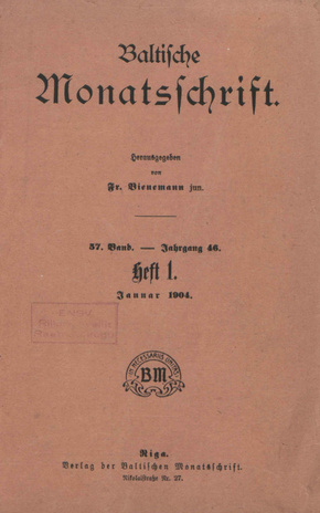 Baltische Monatsschrift ; 1 1904-01