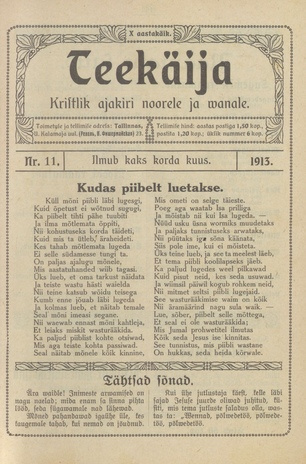 Teekäija : Eesti Baptisti Koguduse Ühenduse häälekandja ; 11 1913