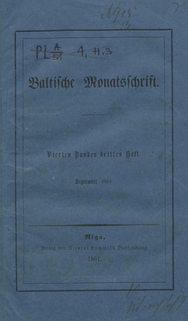 Baltische Monatsschrift ; 3 1861-09
