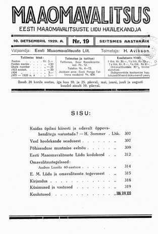 Maaomavalitsus ; 19 1929-12-10
