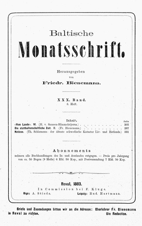 Baltische Monatsschrift ; 3 1883