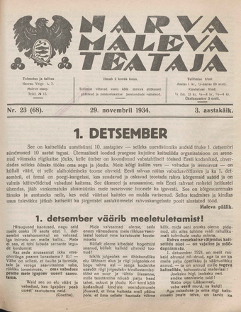 Narva Maleva Teataja ; 23 (68) 1934-11-29