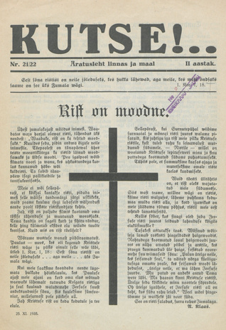 Kutse! : äratusleht linnas ja maal ; 21-22 1935-11-25