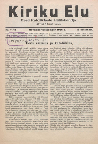 Kiriku Elu : Eesti Katoliiklaste Häälekandja ; 11-12 1936-11