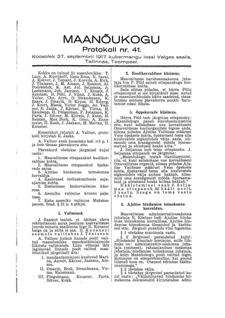 Maanõukogu protokoll nr.41 (27. september 1917)