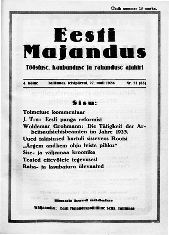 Eesti Majandus ; 21 1924-05-27