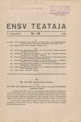 Eesti NSV Teataja ; 42 1940-11-11