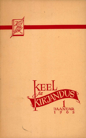 Keel ja Kirjandus ; 1 1962-01