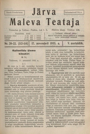Järva Maleva Teataja ; 20-22 (112-114) 1933-11-17