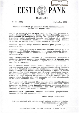 Eesti Pank : teabeleht ; 56 (122) 1995-09