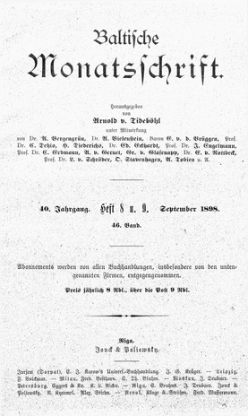 Baltische Monatsschrift ; 8-9 1898-09