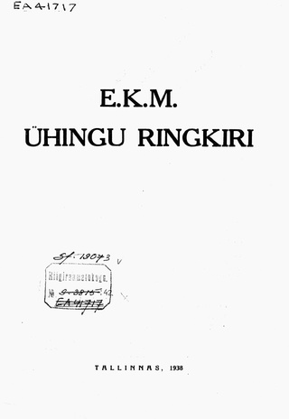 E.K. Meh. Ühingu ringkiri ; 1938-03-01
