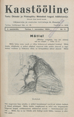 Kaastööline : Tartu Ühisabi Informatsioonileht ; 11 1933-11-01