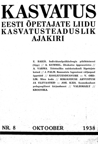 Kasvatus ; 8 1938-10