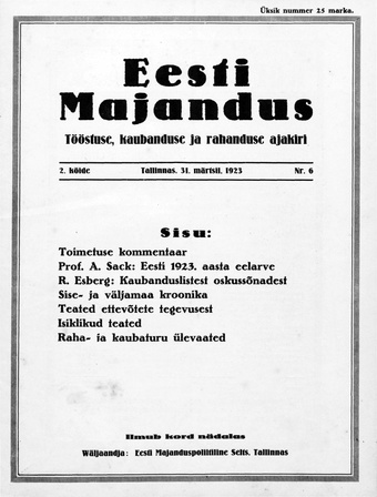 Eesti Majandus ; 6 1923-03-31