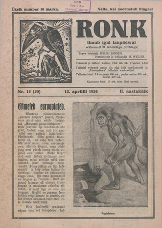 Ronk : perekonna ja noorsoo ajakiri ; 15 (30) 1924-04-12