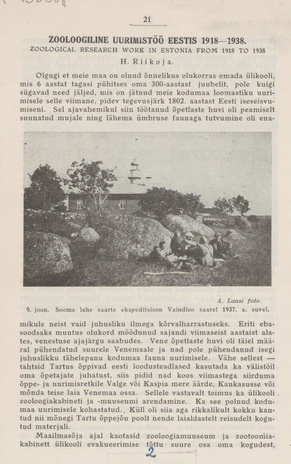 Zooloogiline uurimistöö Eestis : 1918-1938