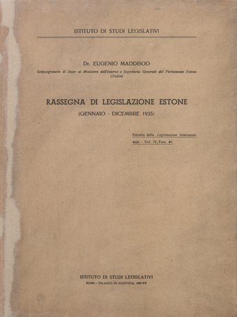 Rassegna di legislazione Estone : Gennaio - Dicembre 1935 