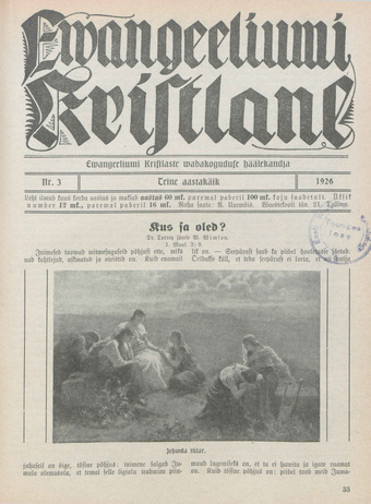 Evangeeliumi Kristlane : Tallinna Immaanueli Evangeeliumi Kristlaste vabausuühingu häälekandja ; 3 1926