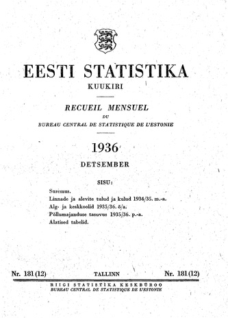 Eesti Statistika : kuukiri ; 181 (12) 1936-12