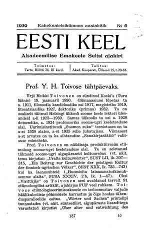 Eesti Keel ; 6 1939