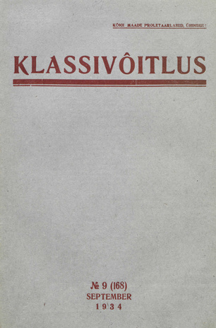 Klassivõitlus ; 9 (168) 1934-09