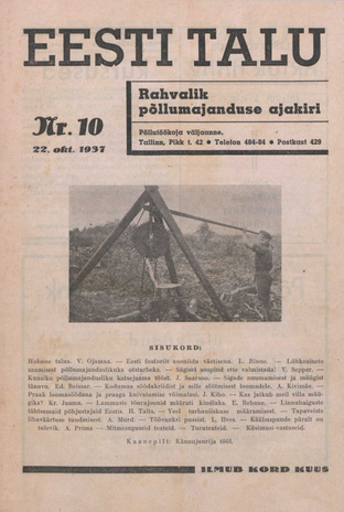 Eesti Talu : rahvalik põllumajanduse ajakiri ; 10 1937-10-22