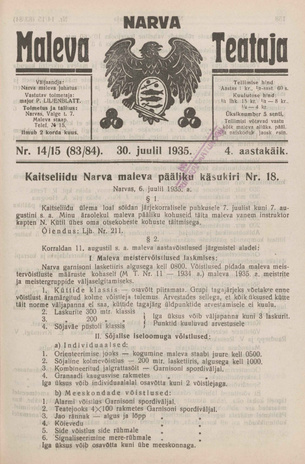 Narva Maleva Teataja ; 14/15 (83/84) 1935-07-30