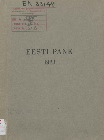Eesti Pank 1923 [aruanne] 
