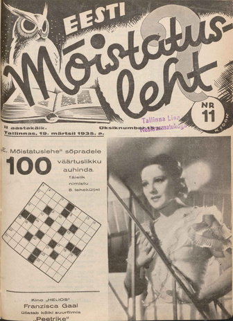 Eesti Mõistatusleht ; 11 1935-03-19