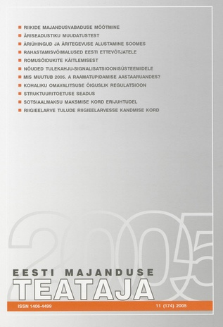 Eesti Majanduse Teataja : majandusajakiri aastast 1991 ; 11 (174) 2005