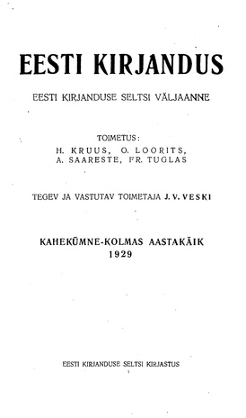 Eesti Kirjandus ; 5 1929