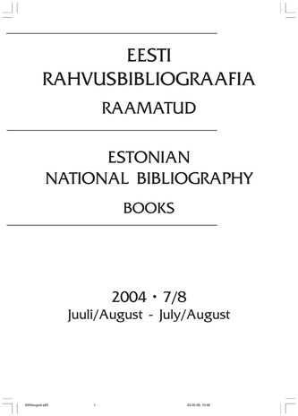 Eesti Rahvusbibliograafia. Raamatud ; 7/8 2004-07/08