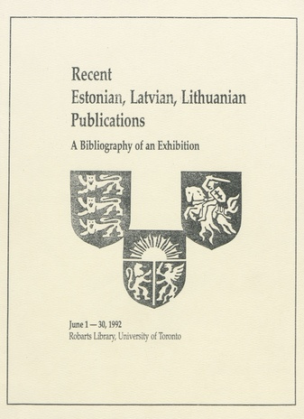 Recent Estonian, Latvian, Lithuanian publications 