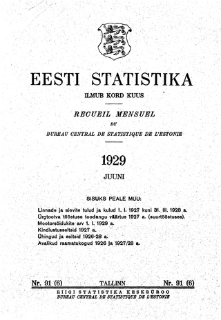 Eesti Statistika : kuukiri ; 91 (6) 1929-06