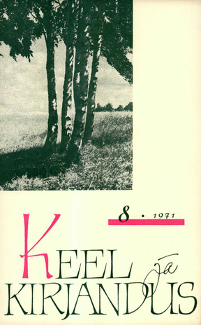 Keel ja Kirjandus ; 8 1971-08