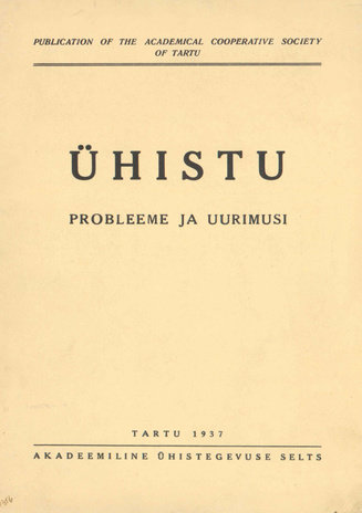 Ühistu : probleeme ja uurimusi ; 1 1937-01
