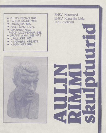 Aulin Rimmi skulptuurid : näituse kataloog, Tartu Kunstnike Majas 28. 11.-26. 12. 1986 