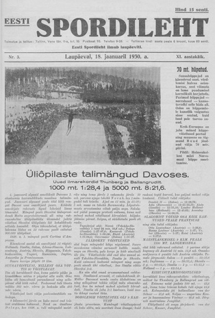 Eesti Spordileht ; 3 1930-01-18