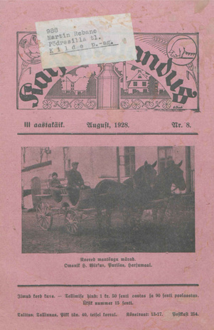 Karjamajandus ; 8 1928-08