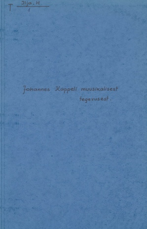 Johannes Kappeli muusikalisest tegevusest : teaduslik töö