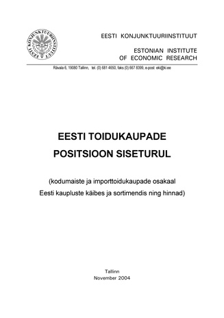 Eesti toidukaupade positsioon siseturul ; november 2004