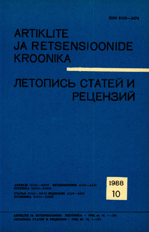 Artiklite ja Retsensioonide Kroonika = Летопись статей и рецензий ; 10 1988-10
